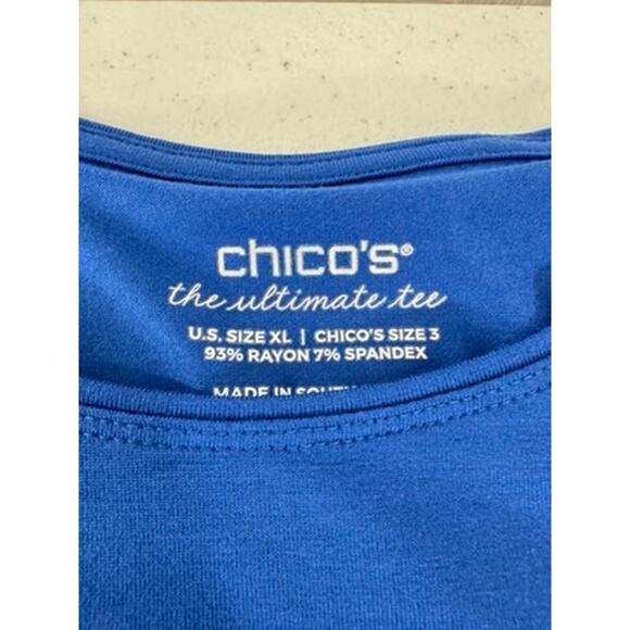 NWT!! Chicos , Royal Blue, Ulitmate tee, Long Sleeve, Size XL,Cottage Core,Ocean - Picture 7 of 11